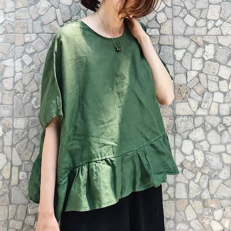 2025 New Spring Cotton and Linen Doll Shirt Women Japanese Style Loose Bat Sleeve Short Sleeved Ruffle Edge Female Blouse
2025 New Spring Cotton and Linen Doll Shirt Women Japanese Style Loose Bat Sleeve Short Sleeved Ruffle Edge Female Blouse
