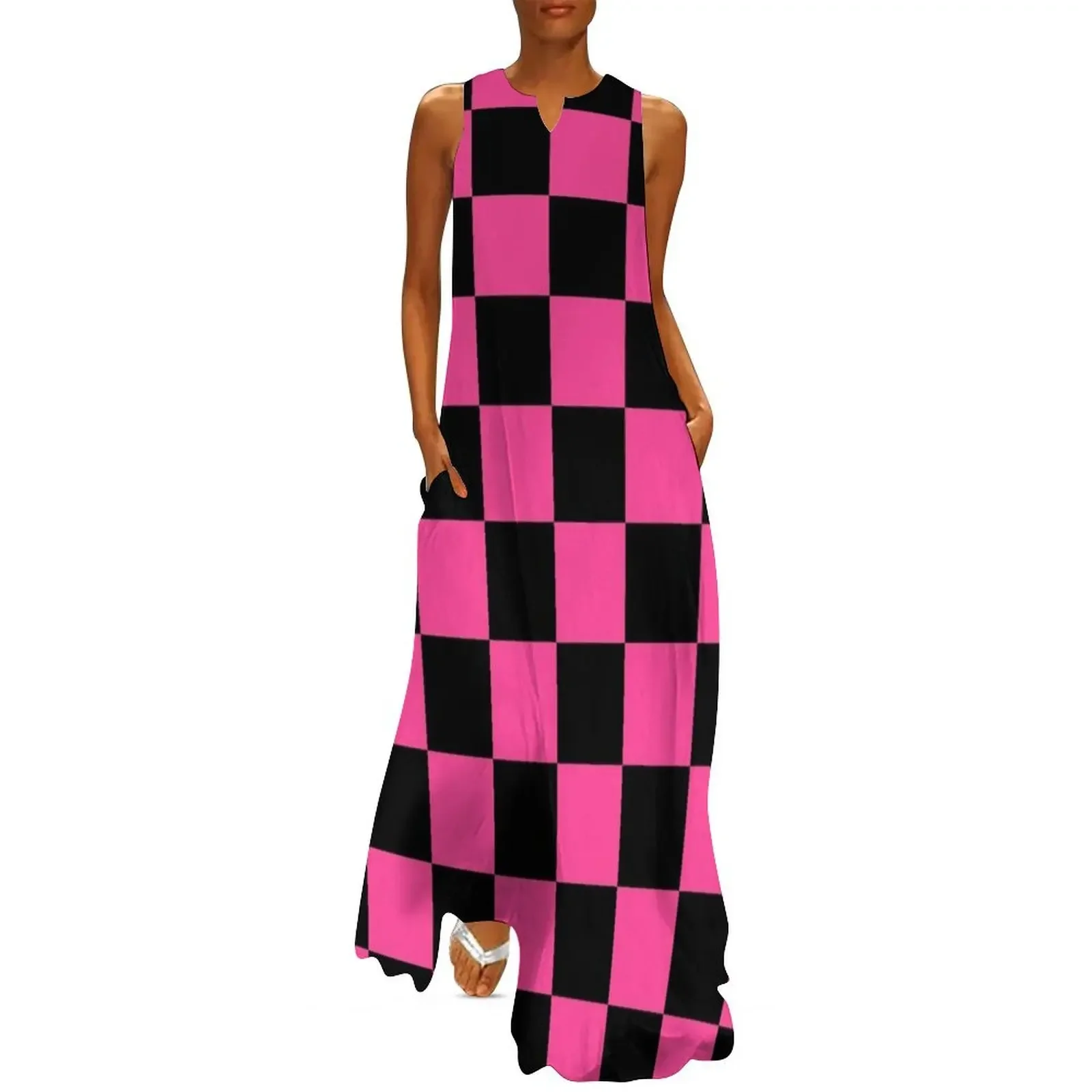 Black and Pink Checkerboard Pattern Long Dress loose women's dress summer dress daily Dresses gala
Black and Pink Checkerboard Pattern Long Dress loose women's dress summer dress daily Dresses gala