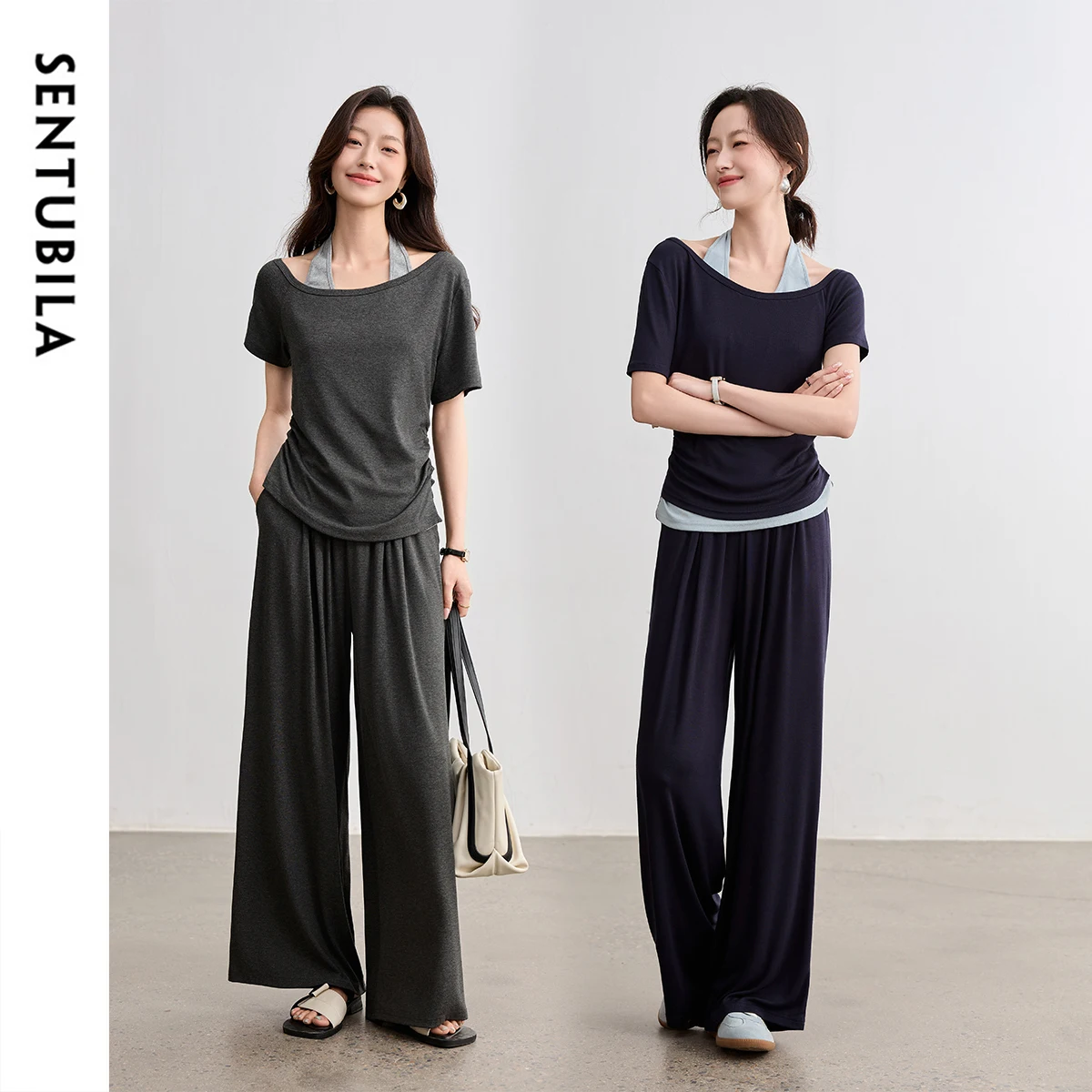 SENTUBILA 2 Pieces For Woman Outfit Short Sleeve Top With Wide-Leg Pants Summer Women's Suit 2025 New In Matching Sets T52ZF2279
SENTUBILA 2 Pieces For Woman Outfit Short Sleeve Top With Wide-Leg Pants Summer Women's Suit 2025 New In Matching Sets T52ZF2279