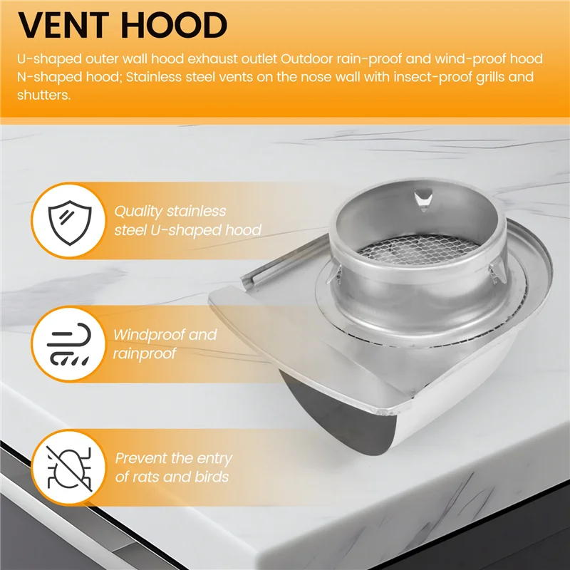 Top Sale Waterproof Stainless Steel Vent Vent Hood Anti-Corrosion Exhaust Extractor For Wall Air Outlet Cover
Top Sale Waterproof Stainless Steel Vent Vent Hood Anti-Corrosion Exhaust Extractor For Wall Air Outlet Cover