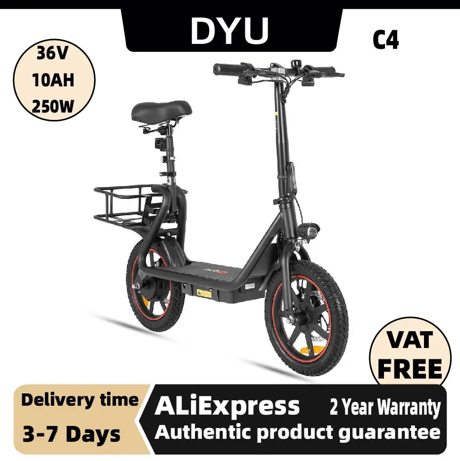 DYU C4 Adult Electric Bicycle, 14 Tire Foldable Electric Bike 250W city ebike, 36V 10AH E-bike
DYU C4 Adult Electric Bicycle, 14 Tire Foldable Electric Bike 250W city ebike, 36V 10AH E-bike