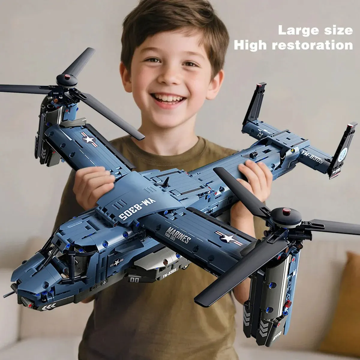 Military V-22 Osprey Tiltrotor Building Blocks Set Large Size High-Fidelity Sliding Roller Aircraft Model Propellers Bricks Toy
Military V-22 Osprey Tiltrotor Building Blocks Set Large Size High-Fidelity Sliding Roller Aircraft Model Propellers Bricks Toy
