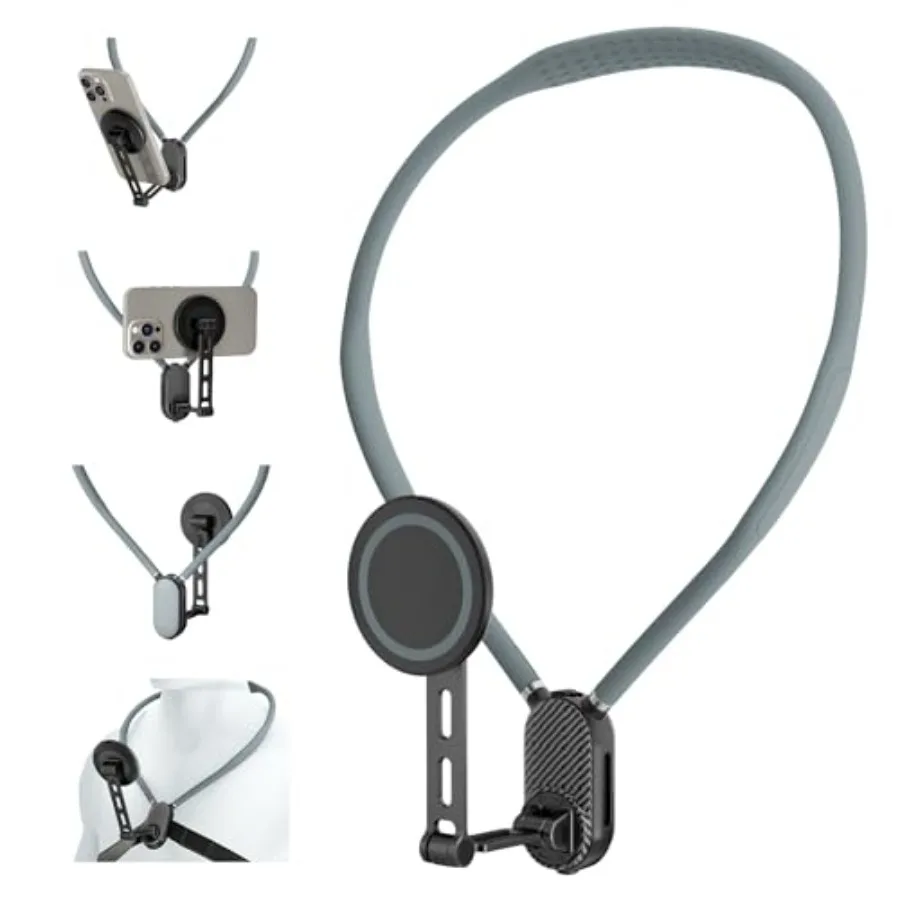 Magnetic Neck Mount for Phones, Hands-Free POV Phone Holder for Vlogging, Sports, Travel, Compatible with iPhone Android, Gray
Magnetic Neck Mount for Phones, Hands-Free POV Phone Holder for Vlogging, Sports, Travel, Compatible with iPhone Android, Gray