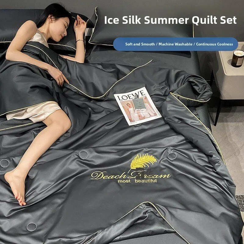 Ice Silk Summer Quilt Air Conditioner Quilt Thin Washable Polyester Fiber Summer Cover Set Four Pieces Full Set Cool Sensation
Ice Silk Summer Quilt Air Conditioner Quilt Thin Washable Polyester Fiber Summer Cover Set Four Pieces Full Set Cool Sensation