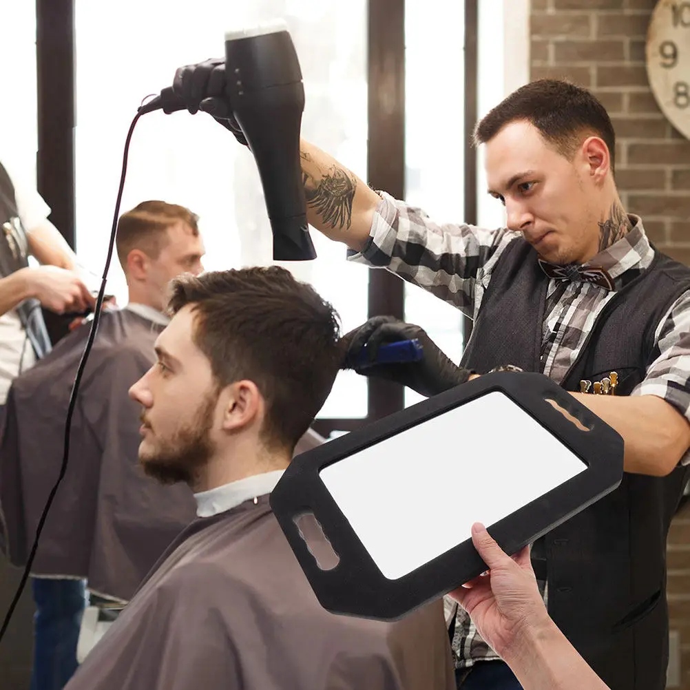 2 шт. портативных парикмахерских зеркал прямоугольной формы, высокой четкости, прочные, небьющиеся, для точной стрижки и самостоятельной укладки волос
2 шт. портативных парикмахерских зеркал прямоугольной формы, высокой четкости, прочные, небьющиеся, для точной стрижки и самостоятельной укладки волос