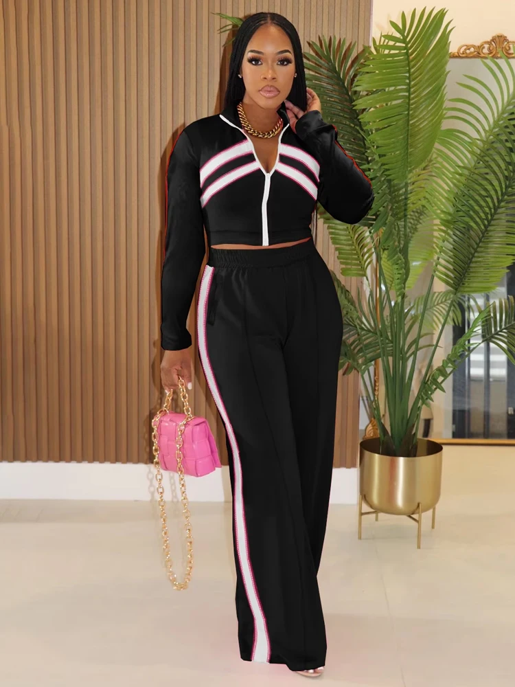 Weird Puss Contrast Patchwork 2 Piece Set Women Tracksuit Full Sleeve Zip Crop Jacket+Straight Pants Elastic Casual Streetwear
Weird Puss Contrast Patchwork 2 Piece Set Women Tracksuit Full Sleeve Zip Crop Jacket+Straight Pants Elastic Casual Streetwear