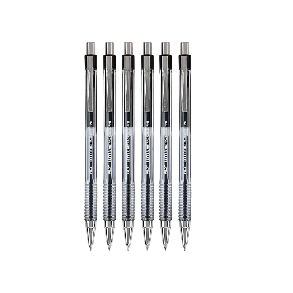 The Better Ball Point Pen Refillable & Retractable Ballpoint Pens, Fine Point, Black Ink, 6 PACK
The Better Ball Point Pen Refillable & Retractable Ballpoint Pens, Fine Point, Black Ink, 6 PACK