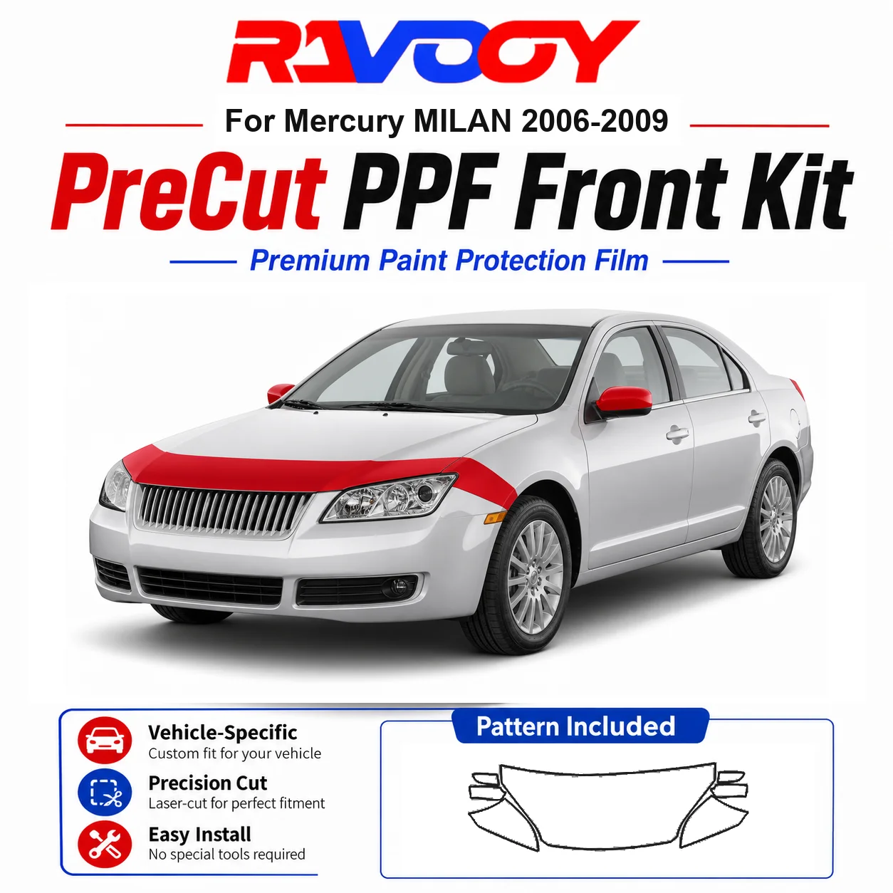 8.5mil TPU Precut PPF Kit For Mercury MILAN 2006-2009 - Hood, Fenders & Mirror Set - Self-Healing Clear Bra Film
8.5mil TPU Precut PPF Kit For Mercury MILAN 2006-2009 - Hood, Fenders & Mirror Set - Self-Healing Clear Bra Film
