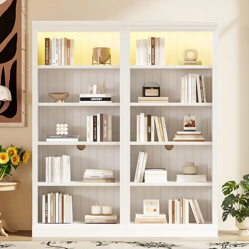5-Tier LED Lighted Bookshelf Set with Adjustable Shelves, Storage Cabinet for Home Office, Living Room, Kitchen, White
5-Tier LED Lighted Bookshelf Set with Adjustable Shelves, Storage Cabinet for Home Office, Living Room, Kitchen, White