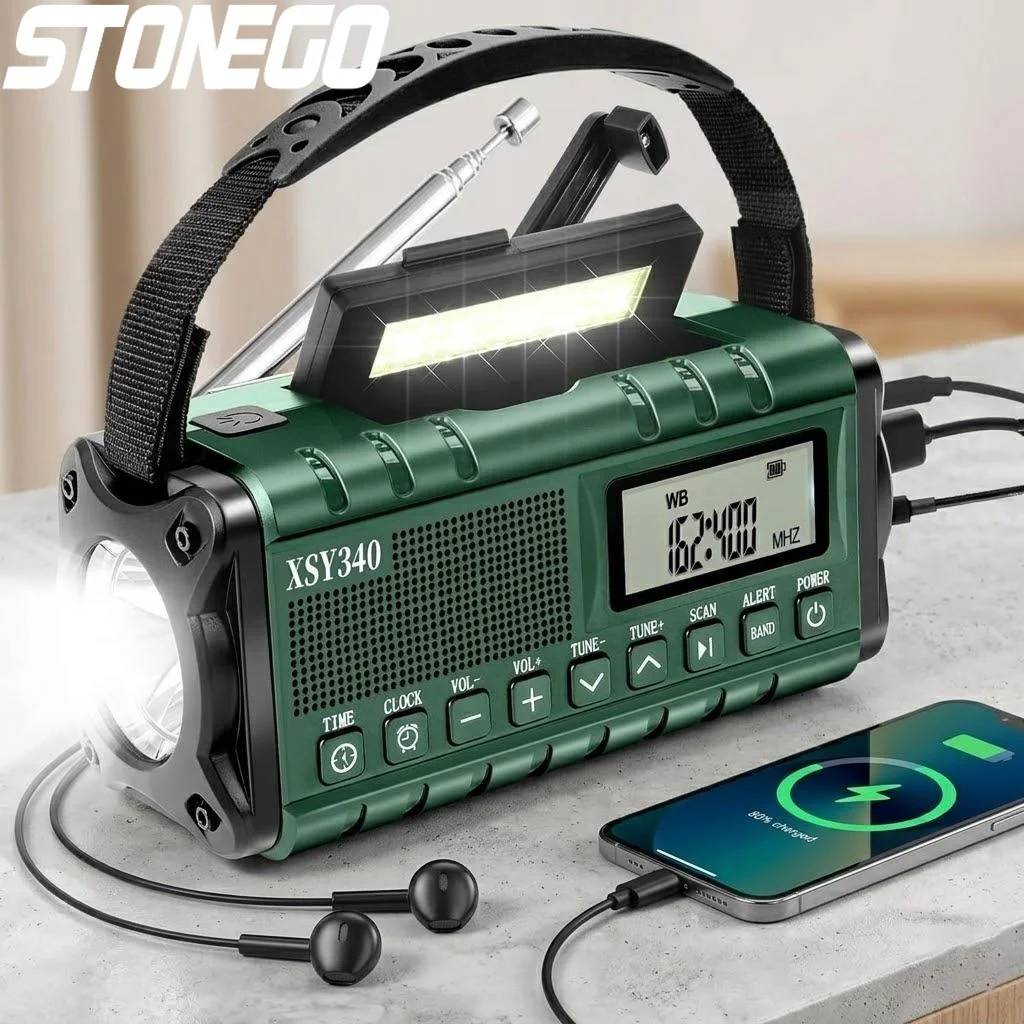 10000mAh Hand Crank Solar Emergency Radio with AM FM WB NOAA Weather Alert Type C Charging LCD Clock LED Flashlight SOS Alarm
10000mAh Hand Crank Solar Emergency Radio with AM FM WB NOAA Weather Alert Type C Charging LCD Clock LED Flashlight SOS Alarm