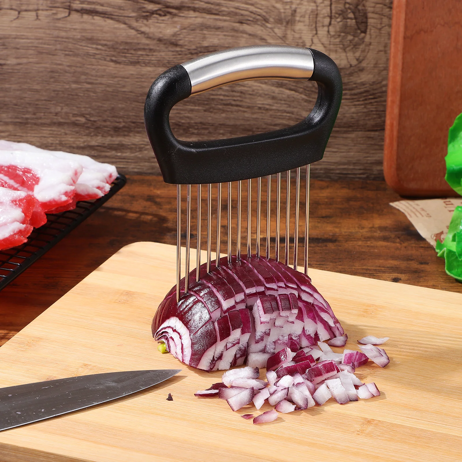 3Pcs Onion Holder for Slicing Kitchen Onion Tool Vegetable Cutting Guide Meat Tenderizer Stainless Steel Vegetable Dicer Kitchen
3Pcs Onion Holder for Slicing Kitchen Onion Tool Vegetable Cutting Guide Meat Tenderizer Stainless Steel Vegetable Dicer Kitchen