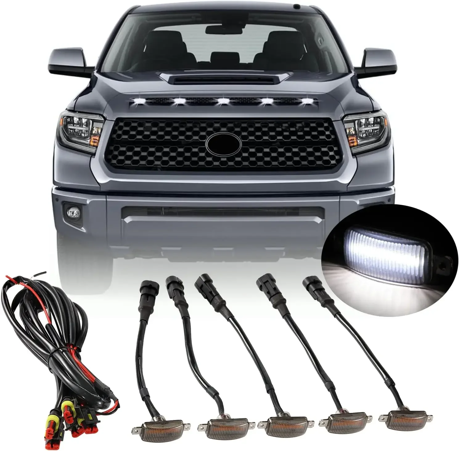 Universal 5PCS Front Grille LED Lights with White DRL for Trucks SUV Raptor Style 2008+
Universal 5PCS Front Grille LED Lights with White DRL for Trucks SUV Raptor Style 2008+