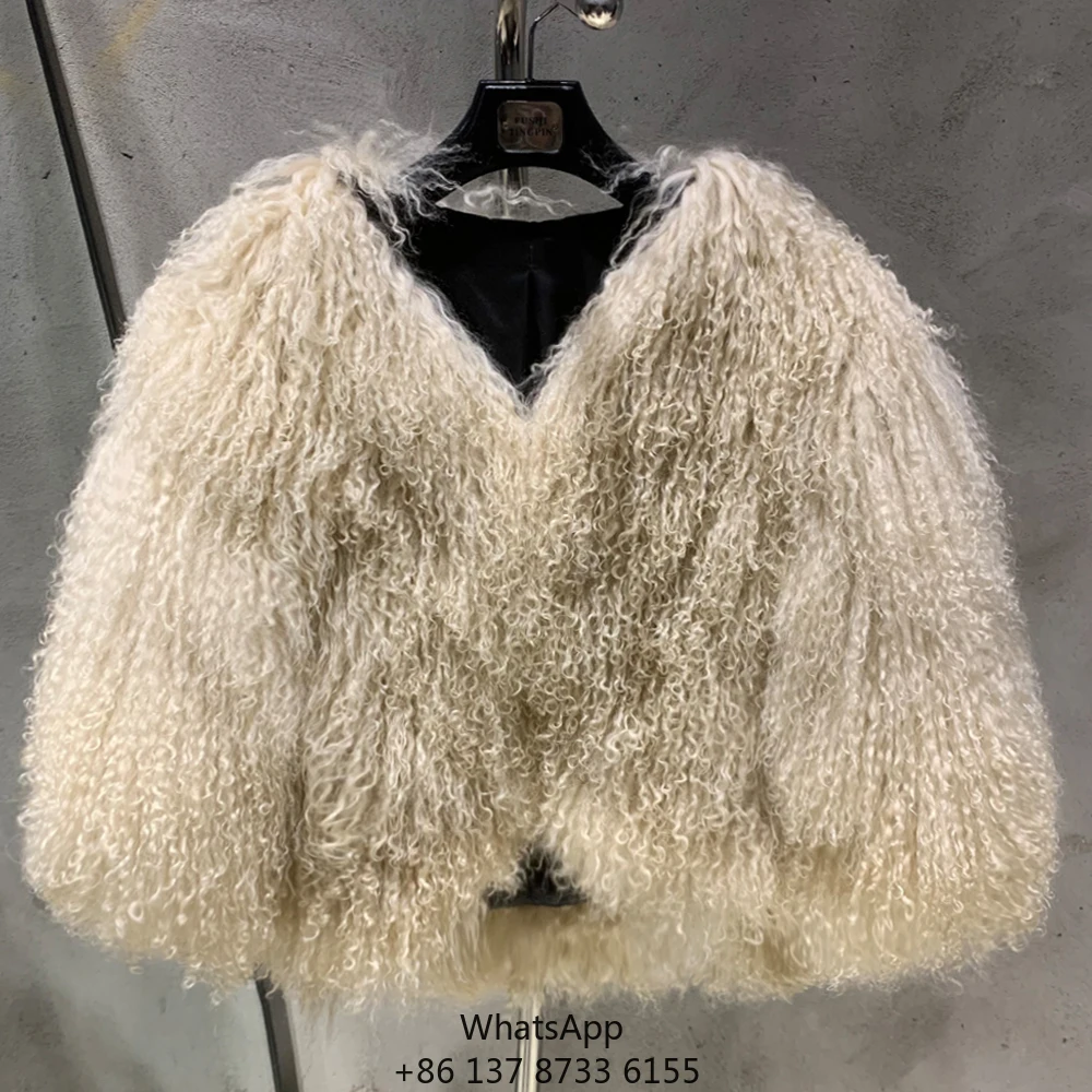 Mongolian Winter Fluffy Fur Coat Soft Sheep Fur Coats Short Sleeves Beige Fur Woman Coats
Mongolian Winter Fluffy Fur Coat Soft Sheep Fur Coats Short Sleeves Beige Fur Woman Coats