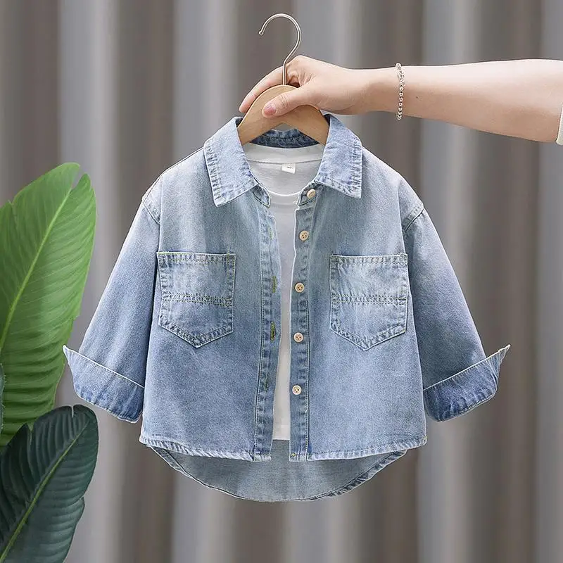 Spring Autumn Kids Baby Boys Shirts Denim Solid Loose Stretch Pocket Toddler Boys Tops Versatile Simple Children Boys Shirts
Spring Autumn Kids Baby Boys Shirts Denim Solid Loose Stretch Pocket Toddler Boys Tops Versatile Simple Children Boys Shirts