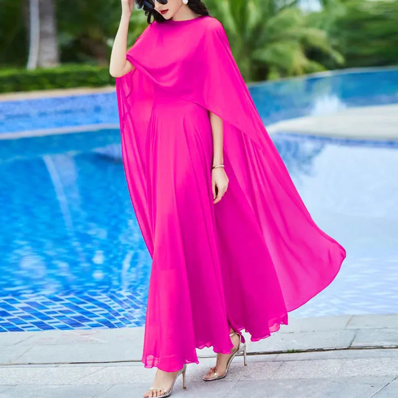 Summer New Fashon Solid Color Bohemian Beach Holiday Dress Cloak Two Pieces Set Women Elegant Loose Casual Chiffon Robe Vestidos
Summer New Fashon Solid Color Bohemian Beach Holiday Dress Cloak Two Pieces Set Women Elegant Loose Casual Chiffon Robe Vestidos