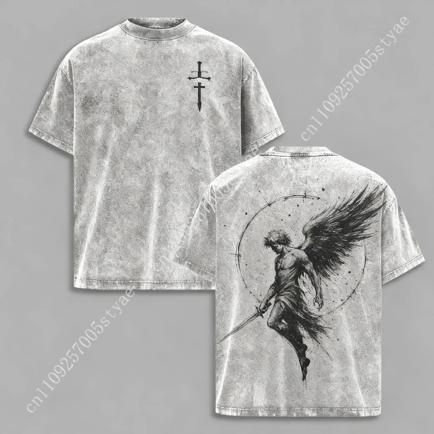 Men's Fallen Angel's Sword Graphic Short-Sleeve Tee, Pure Cotton Breathable Casual Round Neck Streetwear Washed Solid-Color Crew
Men's Fallen Angel's Sword Graphic Short-Sleeve Tee, Pure Cotton Breathable Casual Round Neck Streetwear Washed Solid-Color Crew
