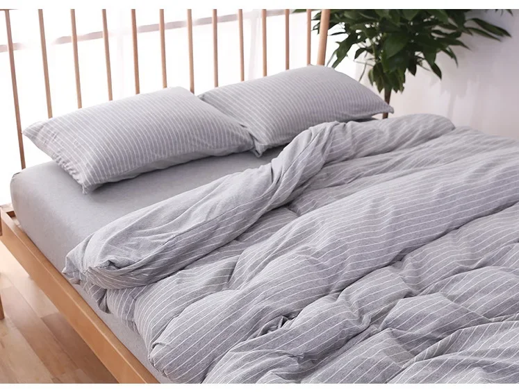 Junwell 100% Cotton Jersey Duvet Cover Set Yarn Dyed T-shirt Fabric Quilt Cover Japanese Style Simple Stripe Design
Junwell 100% Cotton Jersey Duvet Cover Set Yarn Dyed T-shirt Fabric Quilt Cover Japanese Style Simple Stripe Design
