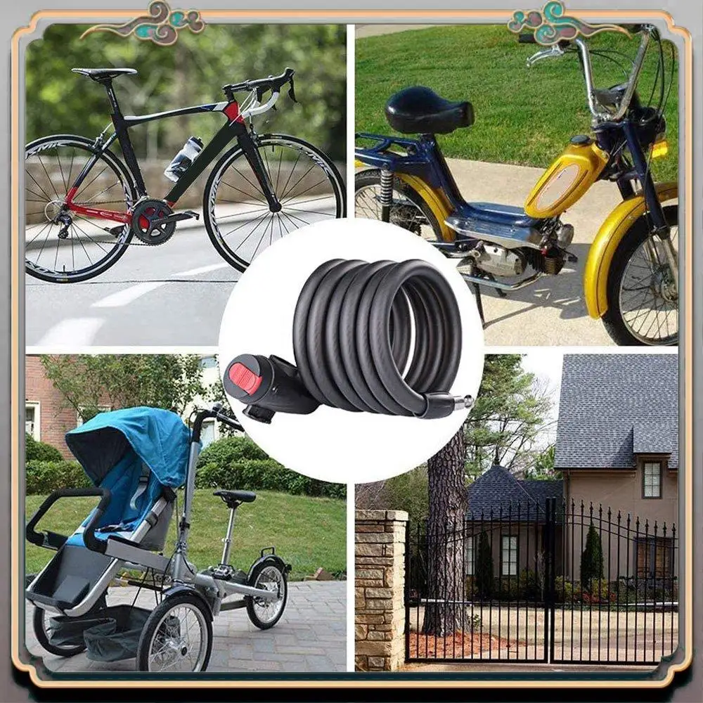 Durable Anti-Theft Spiral Cable Lock,Bicycle Lock With Key, Bike Padlock 180 Cm Bicycle Accessories
Durable Anti-Theft Spiral Cable Lock,Bicycle Lock With Key, Bike Padlock 180 Cm Bicycle Accessories