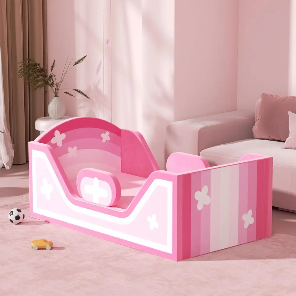 Extra Safety Wide Toddler Bed with Rainbow Pink Fabric
Extra Safety Wide Toddler Bed with Rainbow Pink Fabric