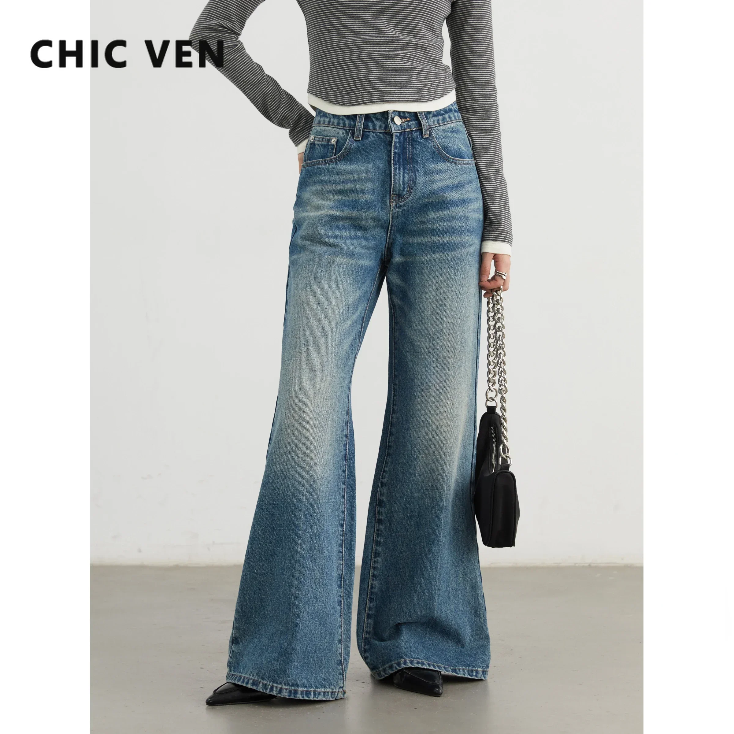 CHIC VEN Women Jeans Blue New Retro High Waisted Straight Leg Micro Flared Trousers Casual Full Denim Pants Autumn Winter 2024
CHIC VEN Women Jeans Blue New Retro High Waisted Straight Leg Micro Flared Trousers Casual Full Denim Pants Autumn Winter 2024