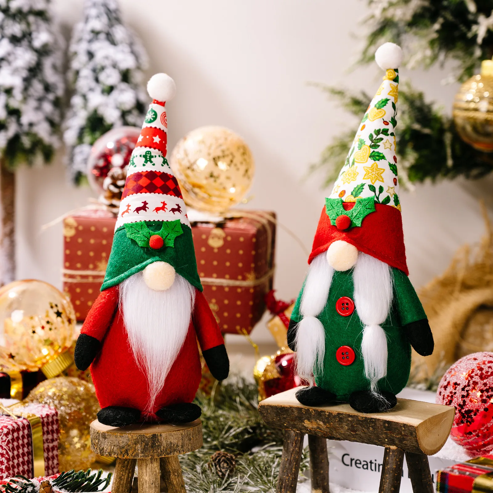 Christmas supplies Christmas printed hat Rudolph ornaments Christmas red and green decoration faceless doll
Christmas supplies Christmas printed hat Rudolph ornaments Christmas red and green decoration faceless doll