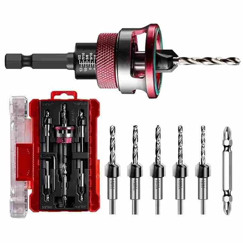 5pcs Countersink Drill with Depth Stop M2 Pre-Drill with Ball Bearing 1/4 Inch Hex Shank Precise Countersink Wood for Workshop
5pcs Countersink Drill with Depth Stop M2 Pre-Drill with Ball Bearing 1/4 Inch Hex Shank Precise Countersink Wood for Workshop