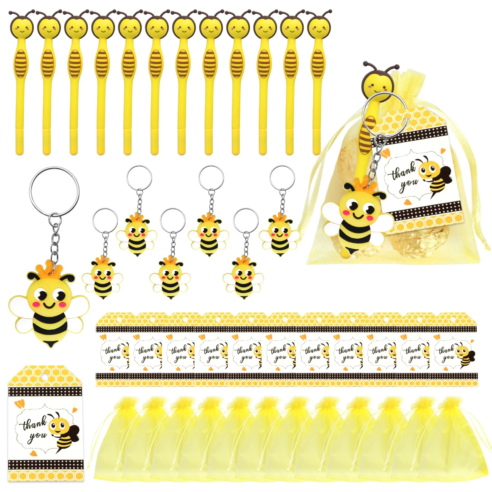 12 Sets Cute Bee Gel Keychains with Thank You Labels and Yarn Bags Graduation Party Favors for Guest Wedding Birthday Souvenir
12 Sets Cute Bee Gel Keychains with Thank You Labels and Yarn Bags Graduation Party Favors for Guest Wedding Birthday Souvenir