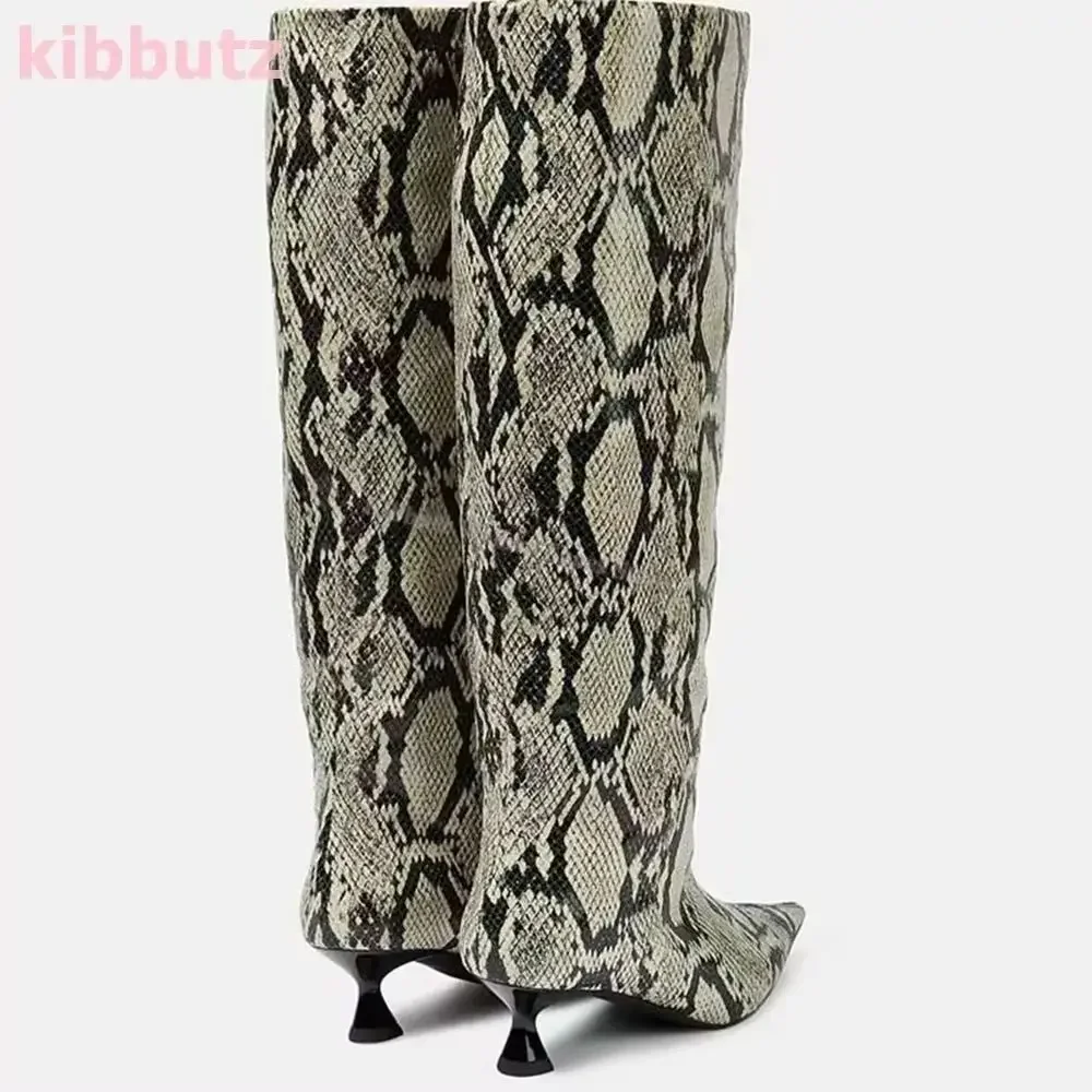Snake Print Boots Knee High Leather Fashion Novelty Concise Pointed Toe Kitten Heels Slip-On Novelty Sexy Party Women Shoes New
Snake Print Boots Knee High Leather Fashion Novelty Concise Pointed Toe Kitten Heels Slip-On Novelty Sexy Party Women Shoes New