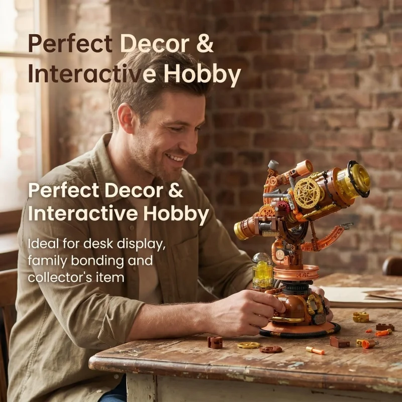 Vintage Steampunk Telescope Assembly Building Block Set, 360° Rotatable DIY Building Block Model, Suitable for Home Decoration
Vintage Steampunk Telescope Assembly Building Block Set, 360° Rotatable DIY Building Block Model, Suitable for Home Decoration