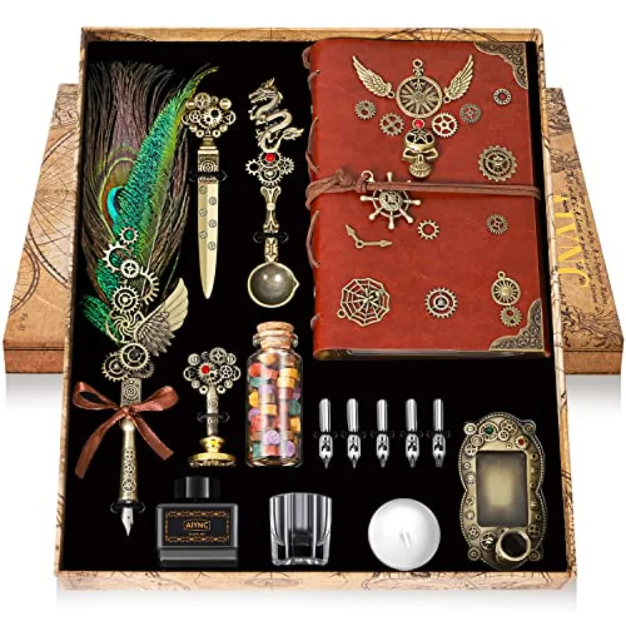 Quill Pen and Ink Set With Notebook Wax Seal Stamp Kit Calligraphy Set for Writing Lovers Valentine's Day and Birthday Gifts Id
Quill Pen and Ink Set With Notebook Wax Seal Stamp Kit Calligraphy Set for Writing Lovers Valentine's Day and Birthday Gifts Id