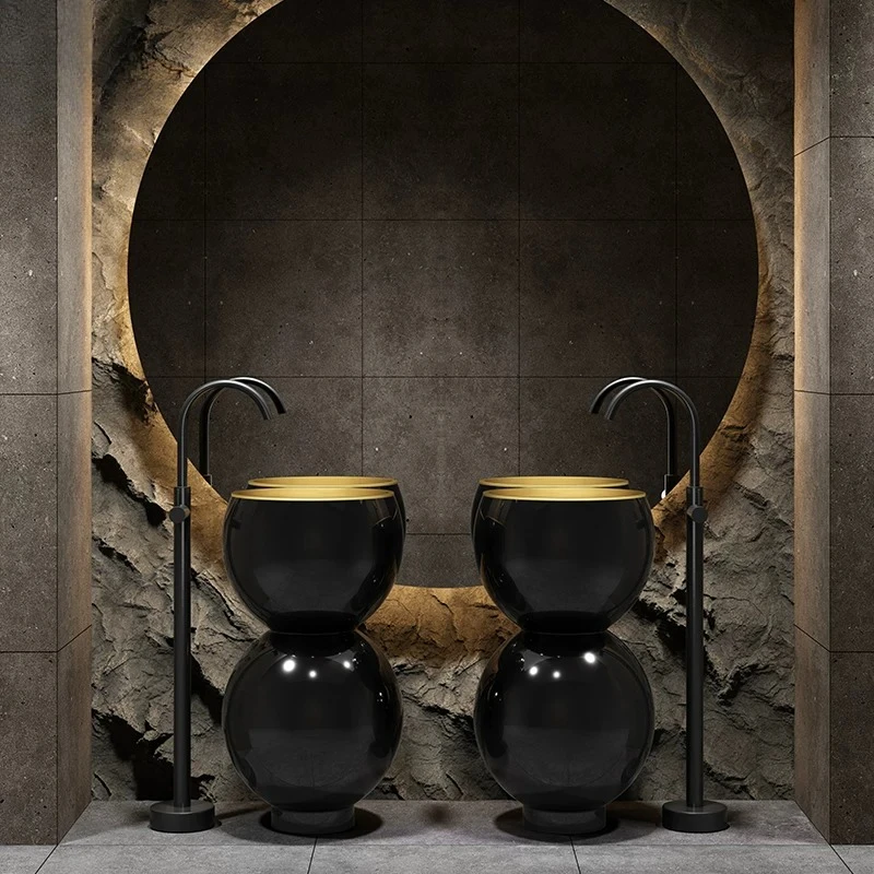 Retro gourd appearance creative double color stainless steel column basin art floor wash basin vertical wash basin
Retro gourd appearance creative double color stainless steel column basin art floor wash basin vertical wash basin