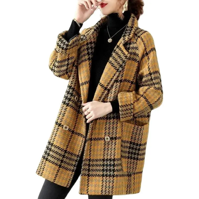 Women's Coat 2023 Autumn/Winter New Plaid Woolen Jacket Korea Loose Ladies Thicken Outerwear Double breasted Female Wool Coats
Women's Coat 2023 Autumn/Winter New Plaid Woolen Jacket Korea Loose Ladies Thicken Outerwear Double breasted Female Wool Coats