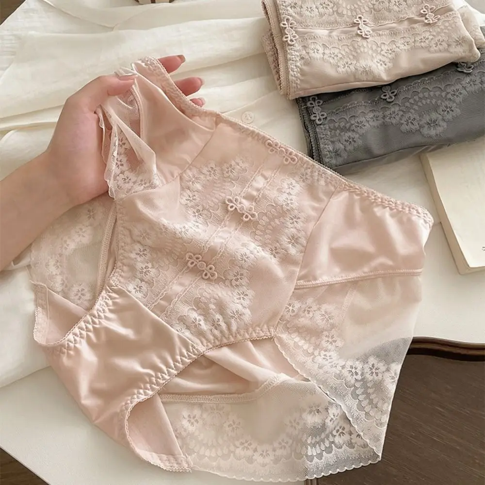 Fashion Chinese Style Lace Panties Sweet Frog Buckle Satin Silk Briefs Women Mid Waist Underpants Lace Flower Underwear Daily
Fashion Chinese Style Lace Panties Sweet Frog Buckle Satin Silk Briefs Women Mid Waist Underpants Lace Flower Underwear Daily