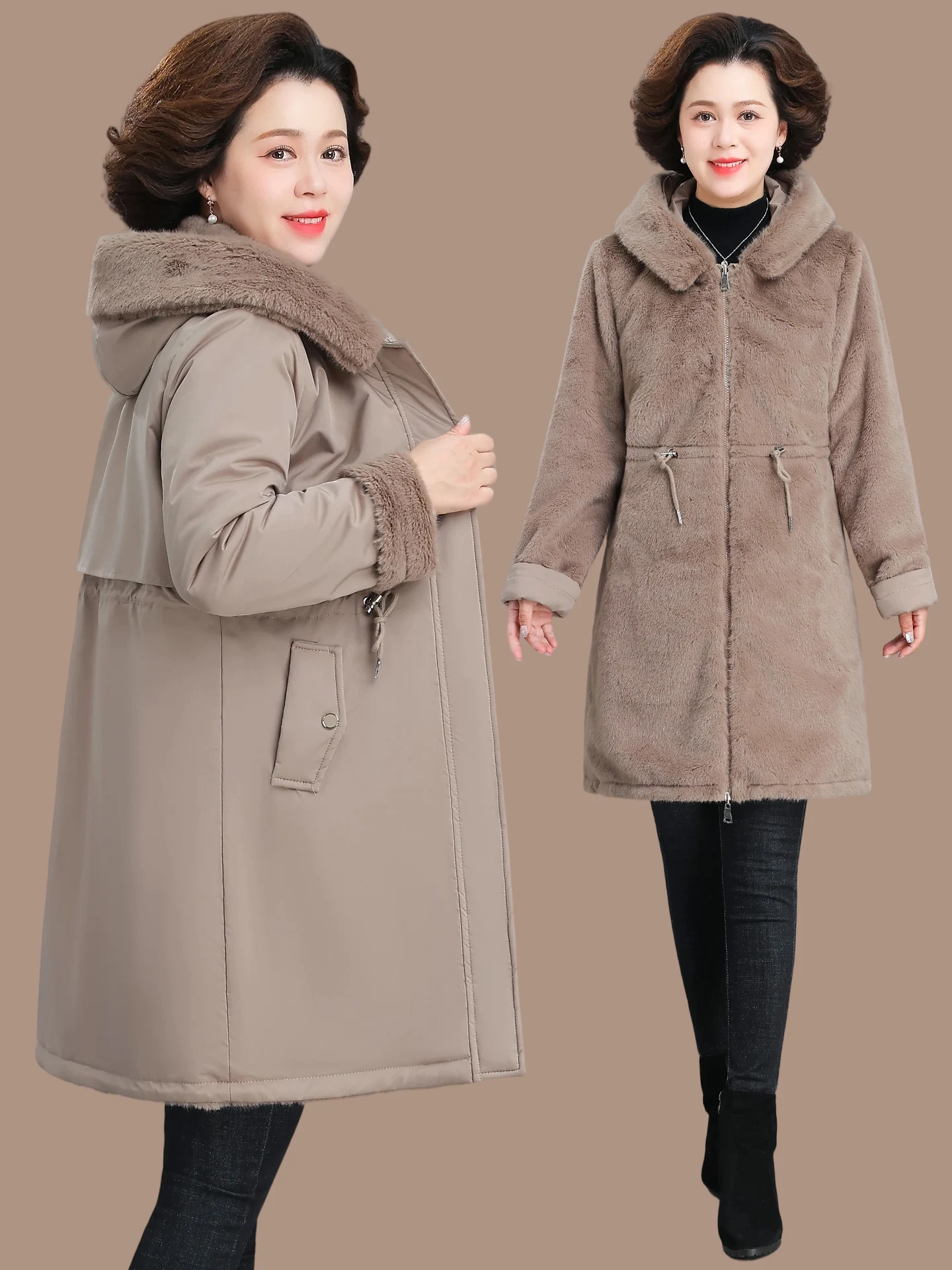 Thiened Fce Winter Jaet Coat for Women with Hood Mid-Length Warm Windproof Zipper Closure Cotton Clothes for Middle-Aged
Thiened Fce Winter Jaet Coat for Women with Hood Mid-Length Warm Windproof Zipper Closure Cotton Clothes for Middle-Aged