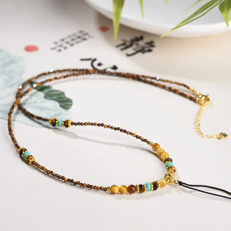New Chinese beaded tiger's eye stone pendant necklace fashion simple versatile collarbone chain retro jewellery women
New Chinese beaded tiger's eye stone pendant necklace fashion simple versatile collarbone chain retro jewellery women