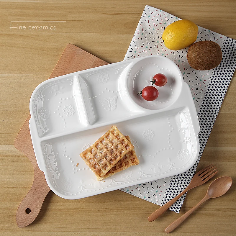 White Embossed Porcelain Divided Plates Dishes, Ceramic Kids Dinner Tray, Design, Dishes with Divider, Children
White Embossed Porcelain Divided Plates Dishes, Ceramic Kids Dinner Tray, Design, Dishes with Divider, Children