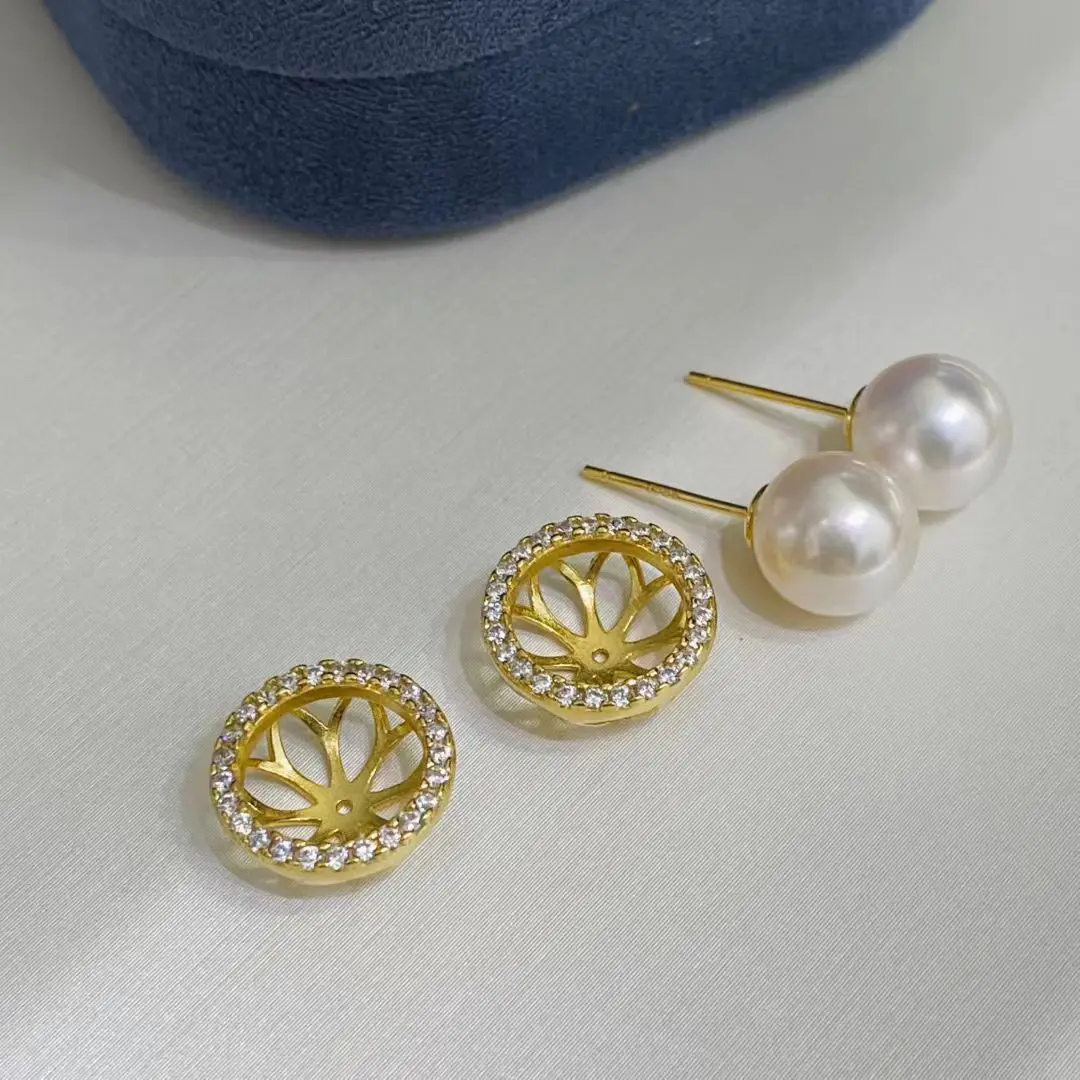 Wholesale S925 Sterling Silver Earrings Mount Findings Settings Base Mounting Parts Accessory for 8-9mm Pearls 5 pairs/lot
Wholesale S925 Sterling Silver Earrings Mount Findings Settings Base Mounting Parts Accessory for 8-9mm Pearls 5 pairs/lot