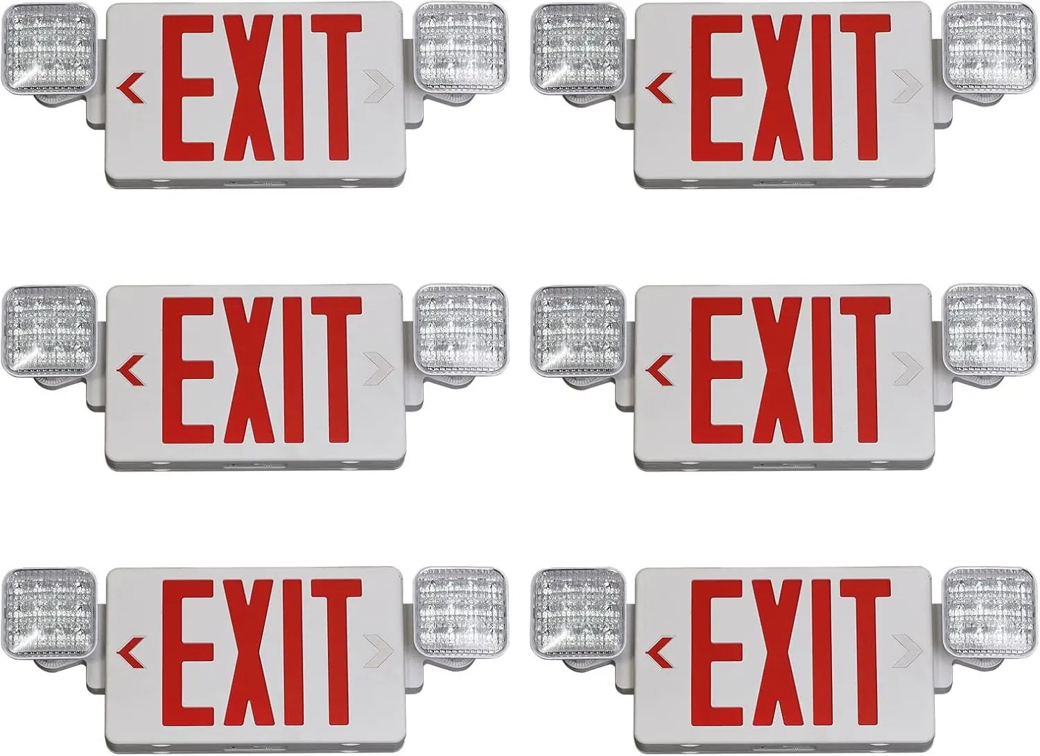 Red LED Exit Sign with Emergency Lights, UL 924, Battery Backup, AC 120/277V, 6-Pack
Red LED Exit Sign with Emergency Lights, UL 924, Battery Backup, AC 120/277V, 6-Pack
