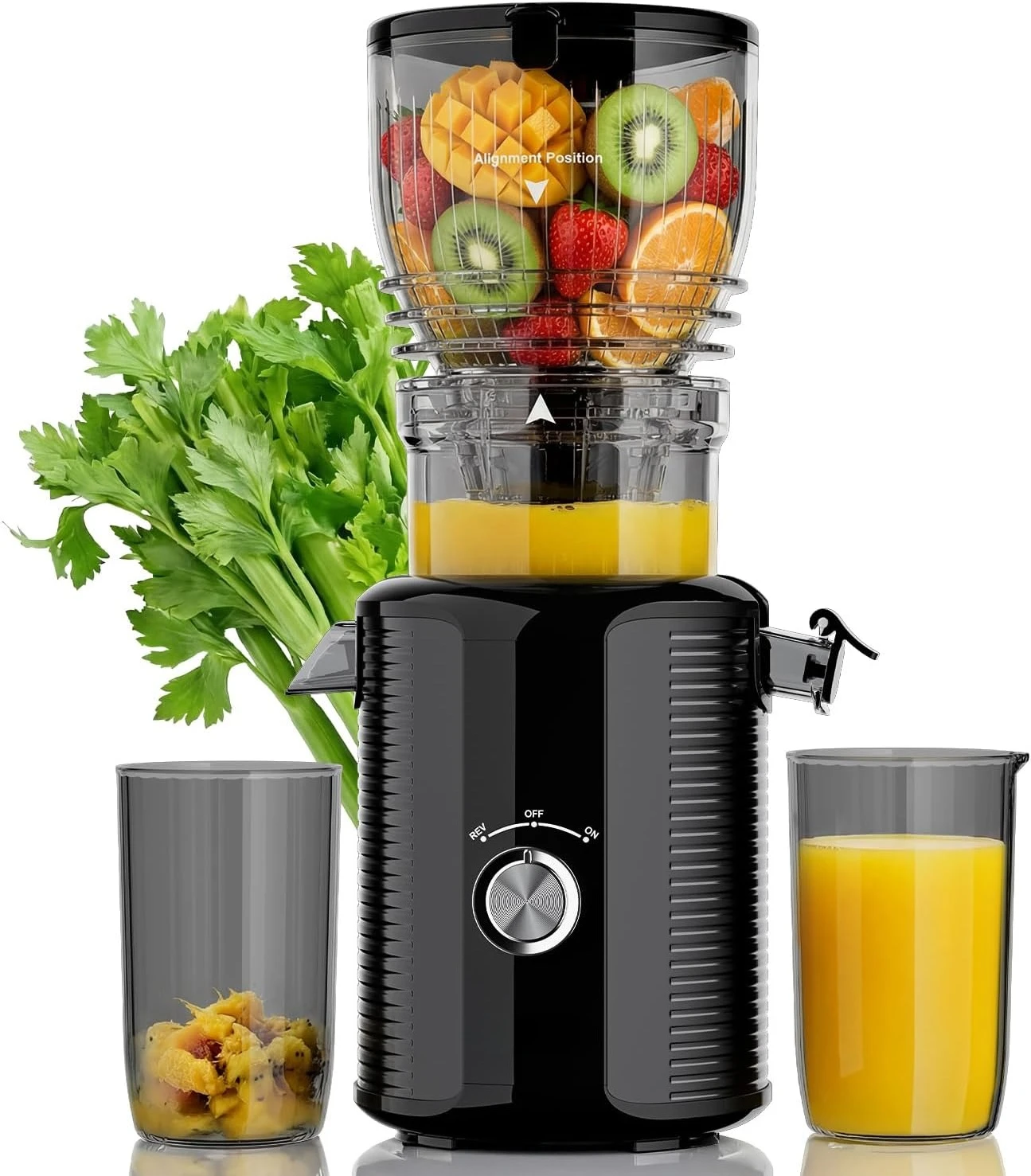 300W Cold Press Juicer with 5.8" Extra-Large Feed Chute, Slow Masticating Juicer Machines for Fruits and Vegetables, High Juice Yield, Easy to Clean, Family Use, BPA Free
300W Cold Press Juicer with 5.8" Extra-Large Feed Chute, Slow Masticating Juicer Machines for Fruits and Vegetables, High Juice Yield, Easy to Clean, Family Use, BPA Free