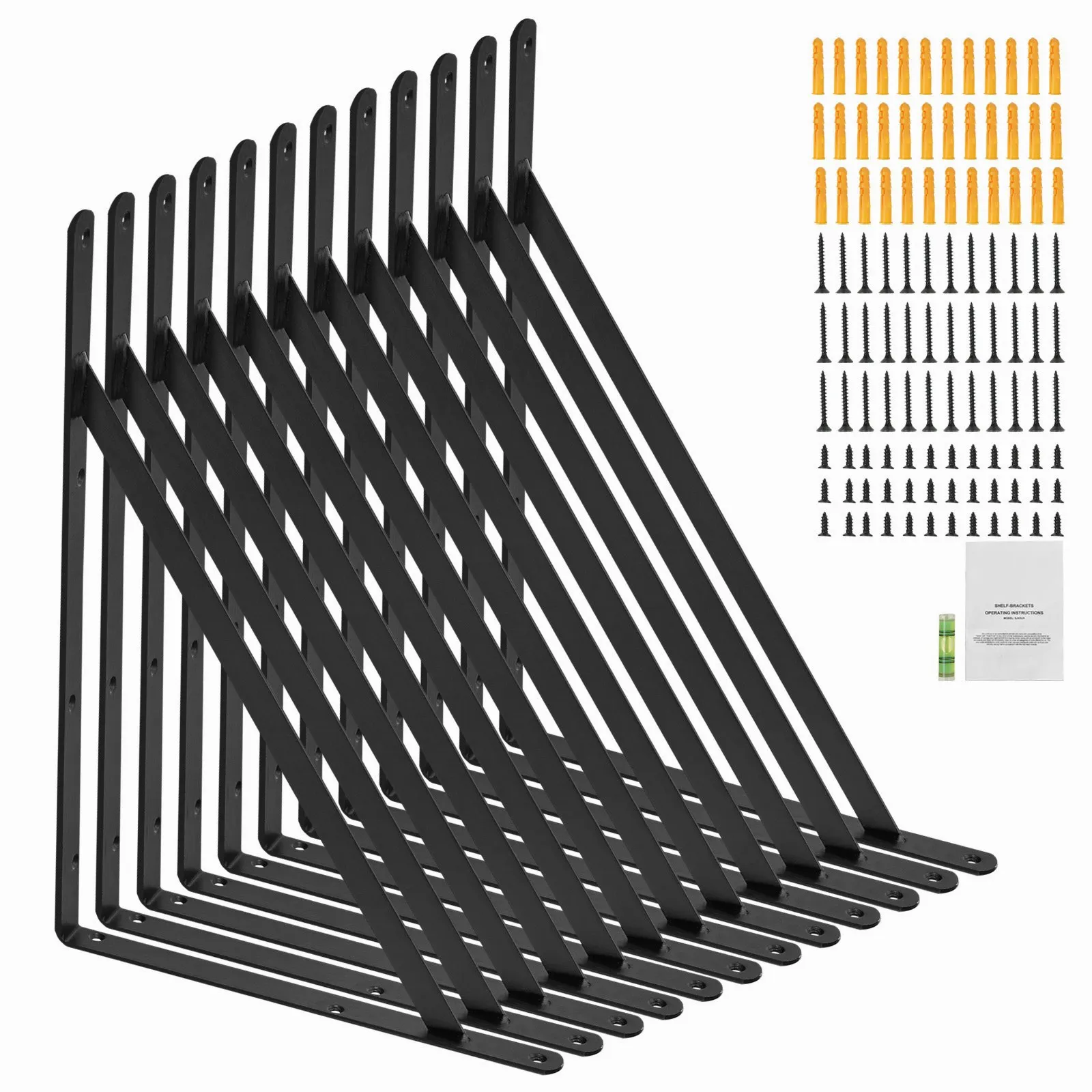 Heavy-Duty Triangle Shelf Brackets – 18×12 Inch, 12-Pack, 3mm Thick Steel, Matte Black Finish, Load Capacity Up to 160 lbs per Bracket, Ideal for Floating Shelves, Wall-Mounted Storage, DIY Projects, and Home Organization – Rust-Resistant, Easy Installati
Heavy-Duty Triangle Shelf Brackets – 18×12 Inch, 12-Pack, 3mm Thick Steel, Matte Black Finish, Load Capacity Up to 160 lbs per Bracket, Ideal for Floating Shelves, Wall-Mounted Storage, DIY Projects, and Home Organization – Rust-Resistant, Easy Installati