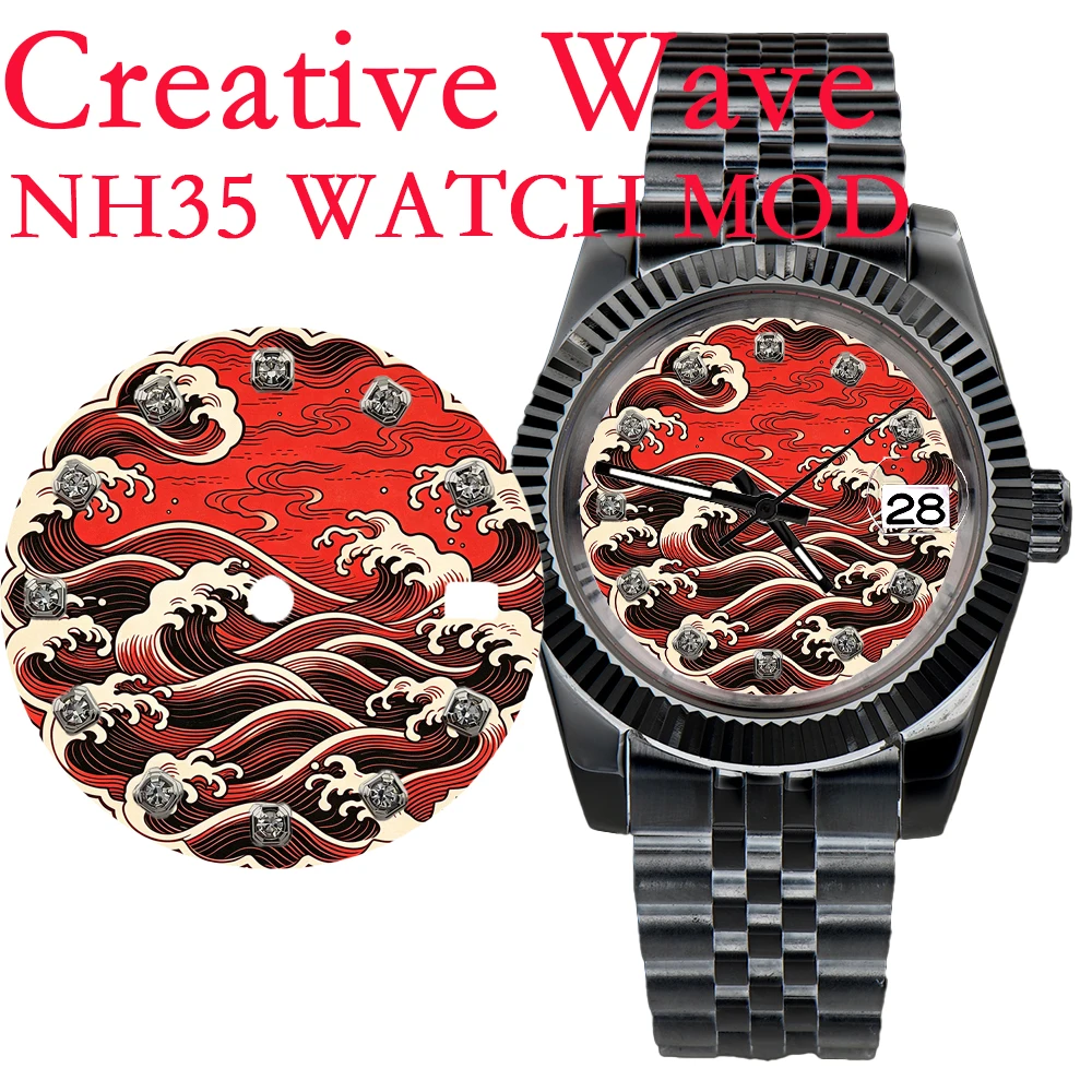NH35 watch dial 28.5MM mod Wave Watch Dial for NH35 NH36 Movement Art Luminous Watch Face Custom Mod Parts for Men's Watches
NH35 watch dial 28.5MM mod Wave Watch Dial for NH35 NH36 Movement Art Luminous Watch Face Custom Mod Parts for Men's Watches
