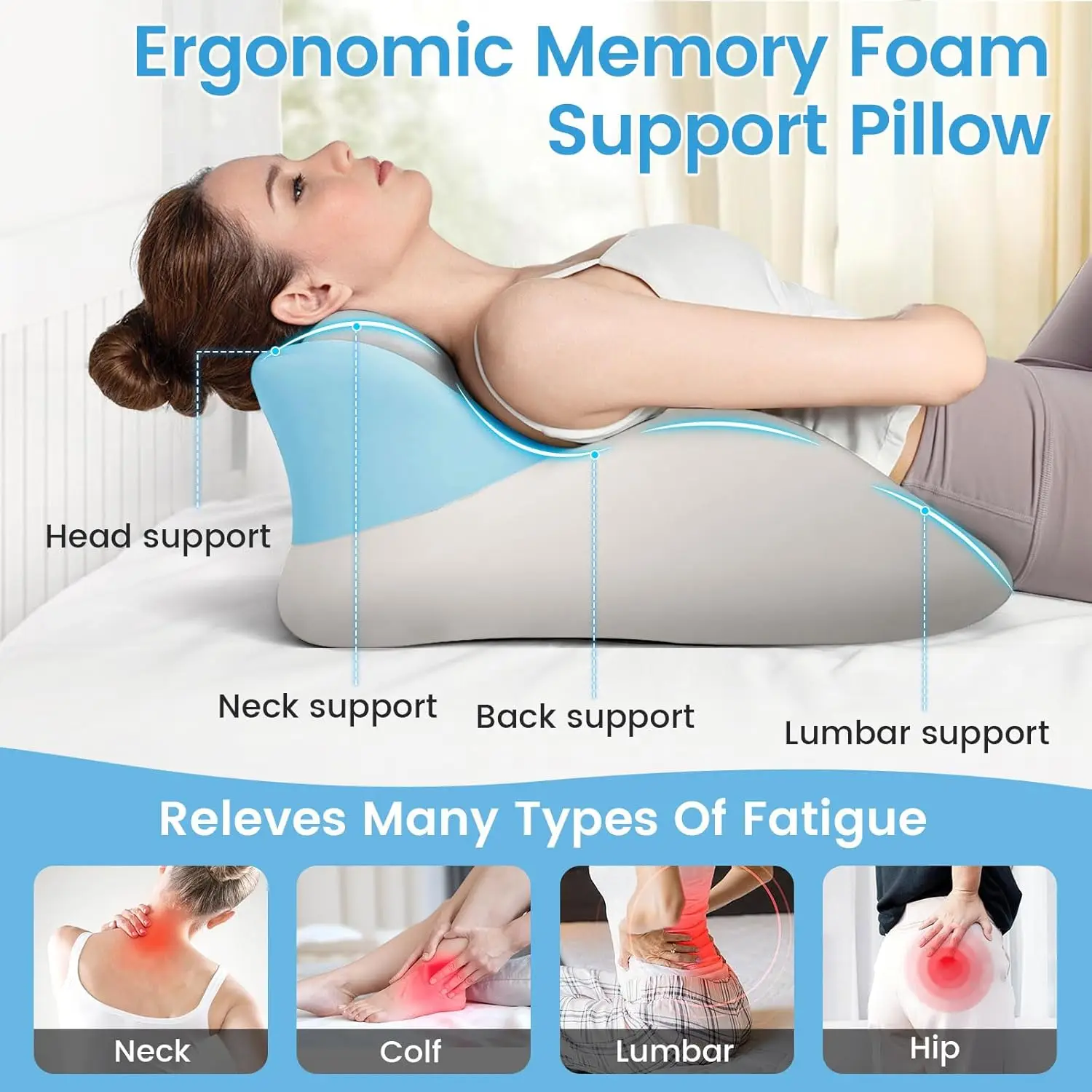 Adjustable Headrest Reading Pillow for Bed Adults Memory Foam Back Support Wedge for Acid Reflux, Snoring & Legs (Blue)
Adjustable Headrest Reading Pillow for Bed Adults Memory Foam Back Support Wedge for Acid Reflux, Snoring & Legs (Blue)