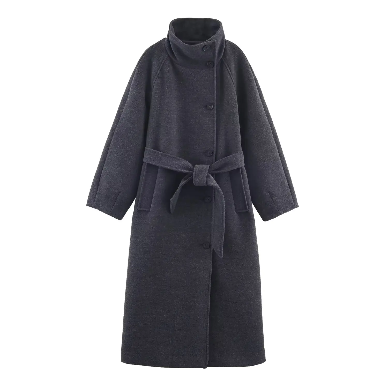 Ladies'Elegant Grey Woolen Long Coat Women Stand Collar Single Breasted With Belt Long Jacket Commut Casual High Street Coats
Ladies'Elegant Grey Woolen Long Coat Women Stand Collar Single Breasted With Belt Long Jacket Commut Casual High Street Coats