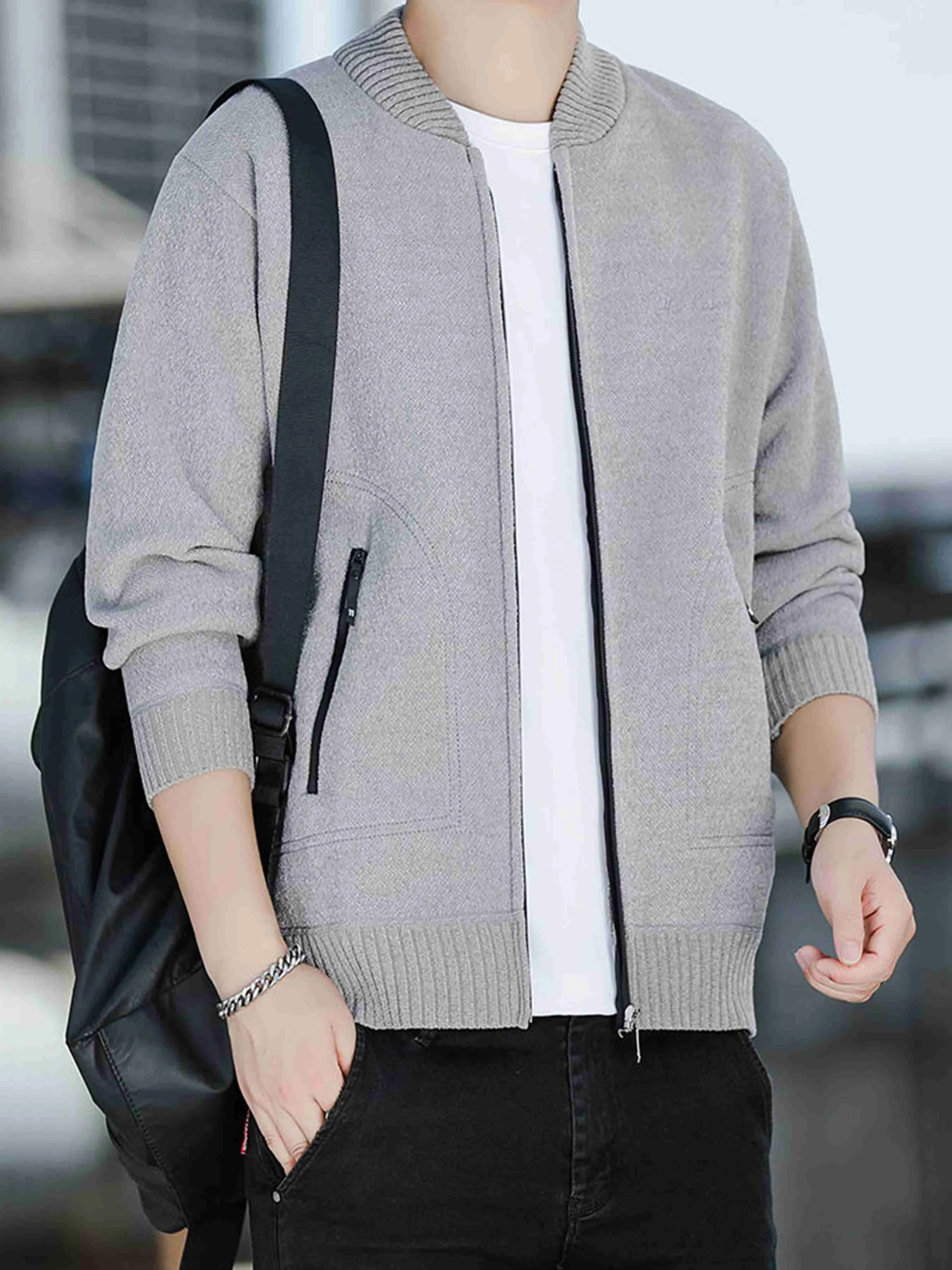 Men's Knitted Zip-Up Cardigan, Stand Collar Sweater Jacket with Zipper Pockets, Casual Knitwear for Daily Business Wear
Men's Knitted Zip-Up Cardigan, Stand Collar Sweater Jacket with Zipper Pockets, Casual Knitwear for Daily Business Wear