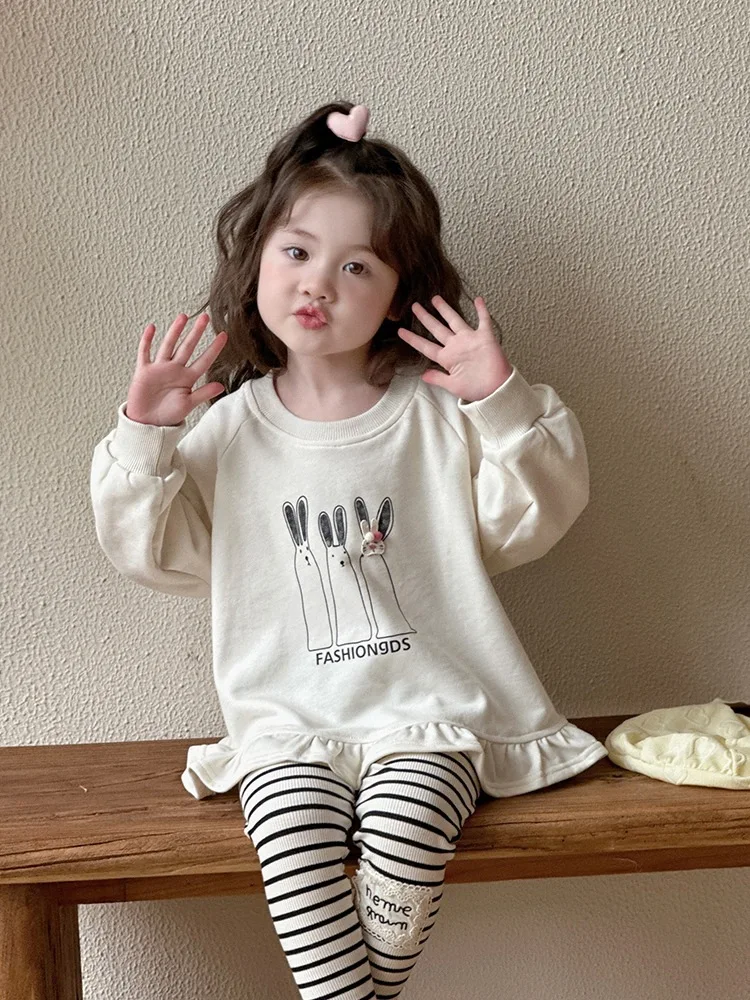 Spring Girls Clothes Set Round Neck Long Sleeve Ruffles Pullover Sweatshirt Striped Leggings 2Pcs Suits Autumn Casual Outfit
Spring Girls Clothes Set Round Neck Long Sleeve Ruffles Pullover Sweatshirt Striped Leggings 2Pcs Suits Autumn Casual Outfit