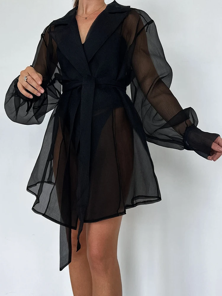 Aynaray 2025 Spring Summer Women Elegant Solid Black Mesh Shirt Long Sleeve See Through Sheer Cover-ups Blouse Female
Aynaray 2025 Spring Summer Women Elegant Solid Black Mesh Shirt Long Sleeve See Through Sheer Cover-ups Blouse Female
