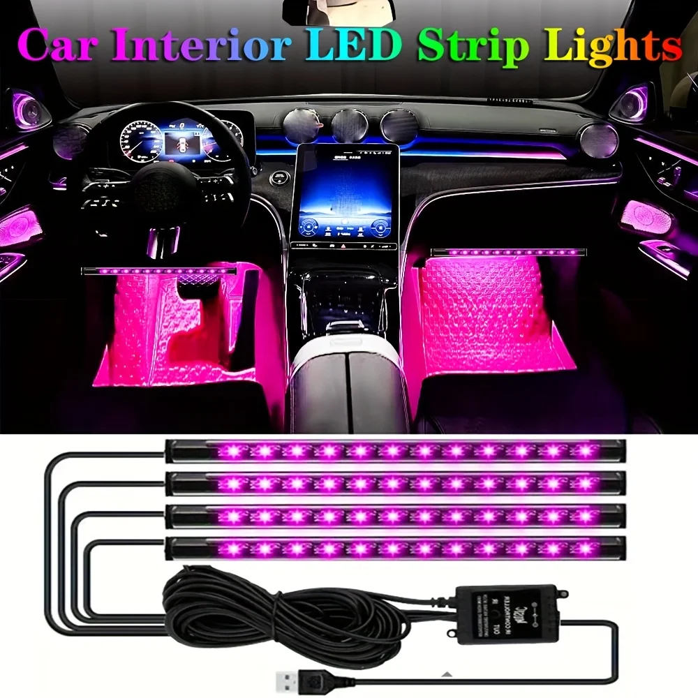 4pcs USB-Powered 48 LED Car Interior Lighting Kit Colorful Foot Pedals Lights Music-Synchronized Ambient Lighting Car Interior
4pcs USB-Powered 48 LED Car Interior Lighting Kit Colorful Foot Pedals Lights Music-Synchronized Ambient Lighting Car Interior
