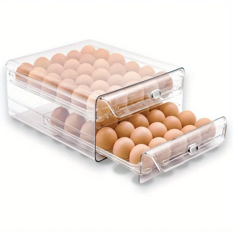 2 Layer Stackable Egg Storage Container Clear Drawer Type Refrigerator Egg Holder with Capacity 60 Eggs Organizer
2 Layer Stackable Egg Storage Container Clear Drawer Type Refrigerator Egg Holder with Capacity 60 Eggs Organizer