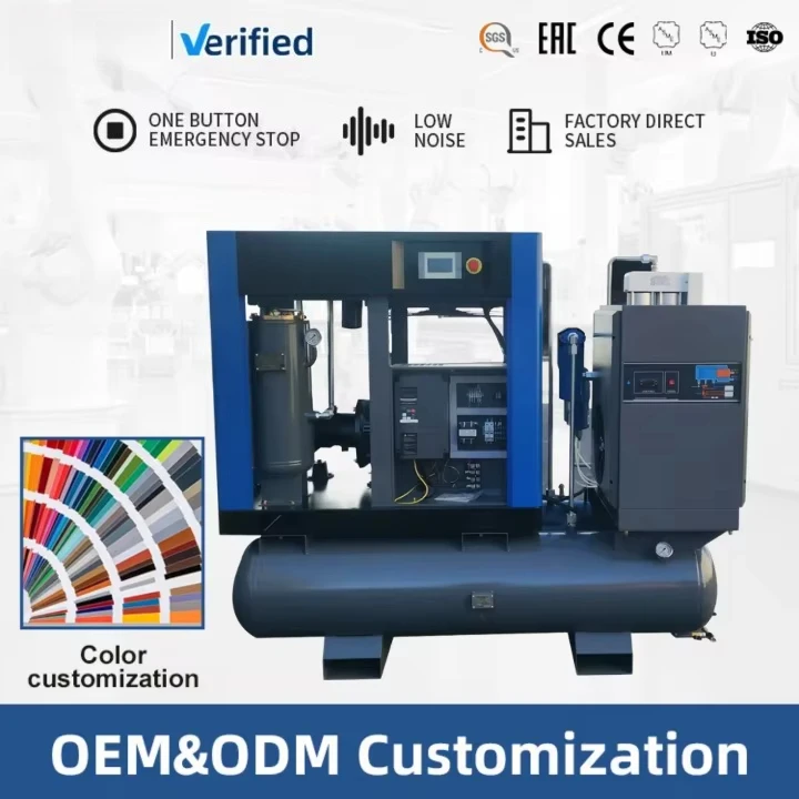 380V 50/60HZ 3P 22KW 30HP 10Bar 13Bar 16Bar 5 in 1 PM VSD Inverter Compressor Mounted With 480L Tank
380V 50/60HZ 3P 22KW 30HP 10Bar 13Bar 16Bar 5 in 1 PM VSD Inverter Compressor Mounted With 480L Tank