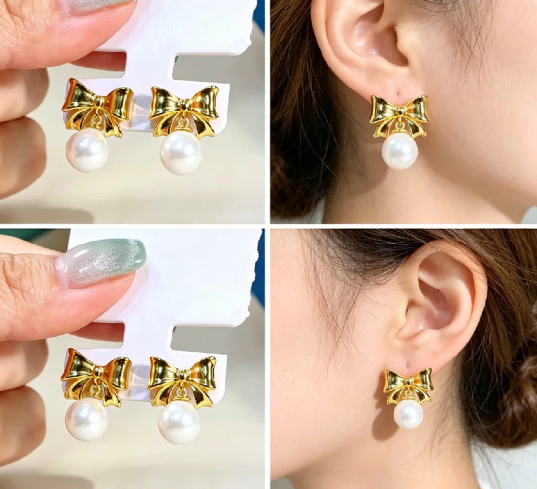 Fashionable smooth bow pearl AAAA9-10mm natural pearl earrings 925s
Fashionable smooth bow pearl AAAA9-10mm natural pearl earrings 925s